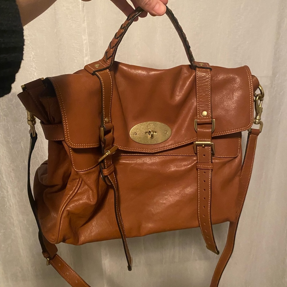 Mulberry Brown Crossbody Bag with Flap Closure and Adjustable Strap